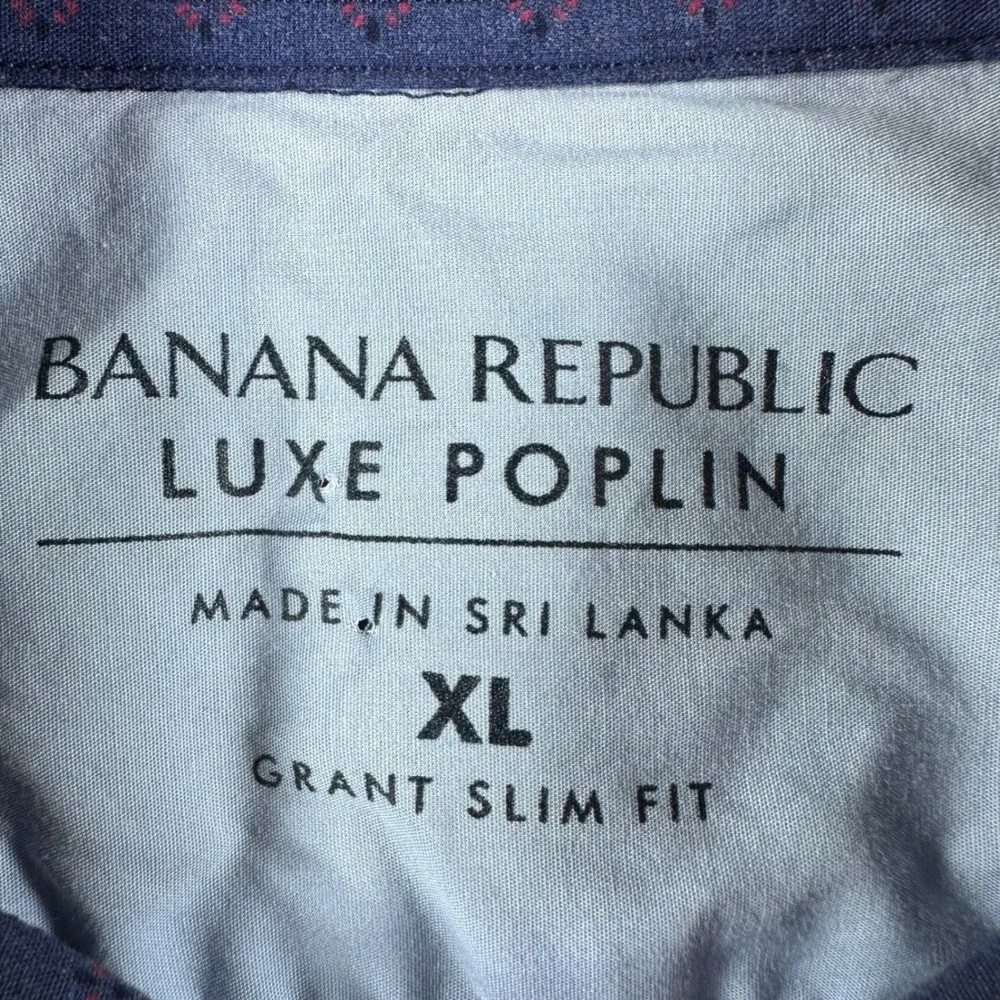 Banana Republic Button Down Mens XL Extra Large Blue Grant Slim Fit Luxe Poplin